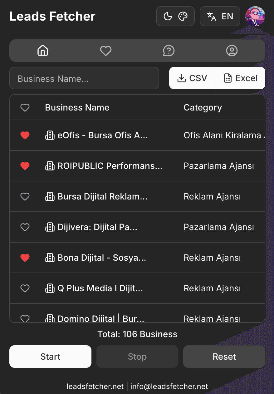 Leads Fetcher Dashboard - Potansiyel müşteri yönetim arayüzü